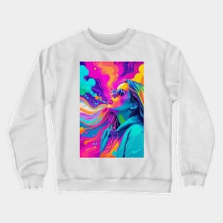 An Illustration of a Woman's Psychedelic Vision - colorful Crewneck Sweatshirt